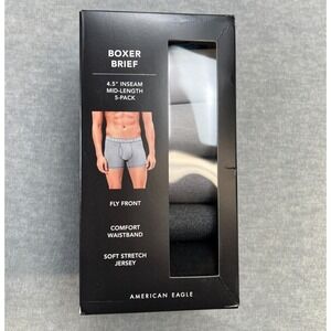 American Eagle Boxer Briefs Underwear Mens 3XL 5 PACK Stretch 4.5" Mid‎ Length